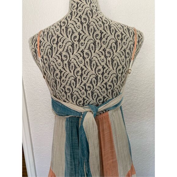 L*Space Santorini Striped Tiered Cover-Up Dress in Paraiso Stripe Size XS - Picture 8 of 12